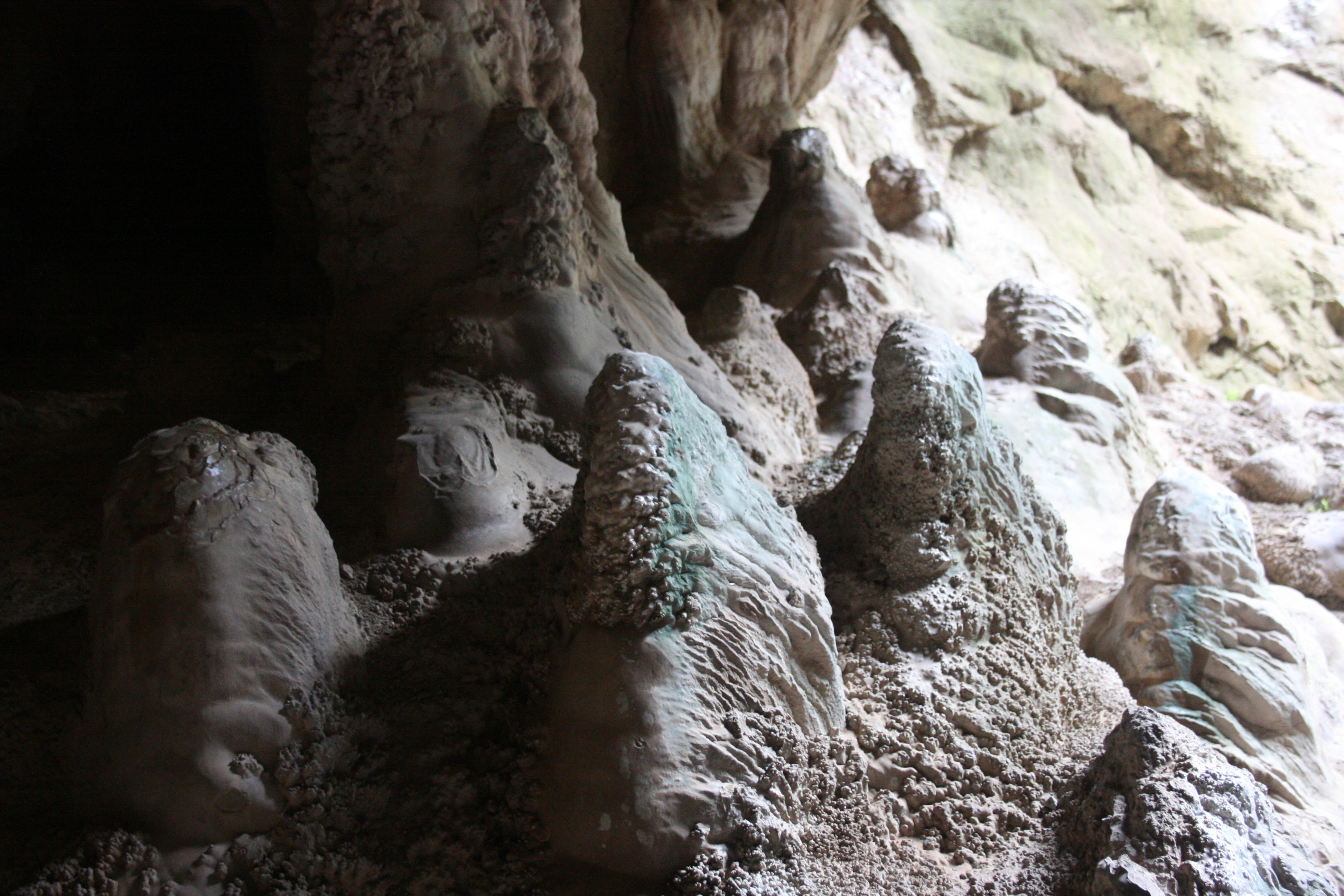 Crayback stalagmites in DCH at Jenolan Caves with weathered surface