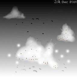 sketch of fluffy material on
				cave entrance dust